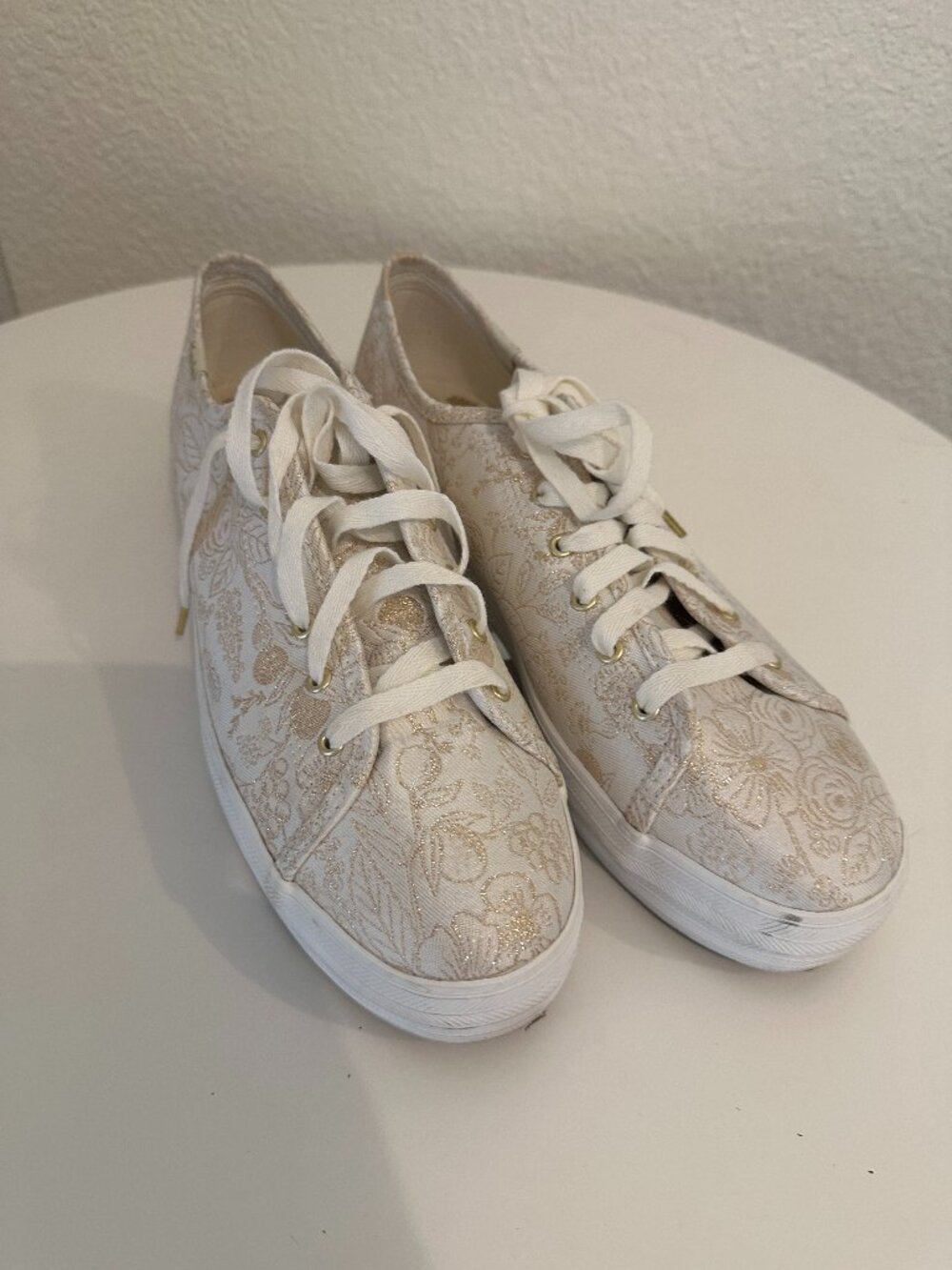 Keds gold floral thread